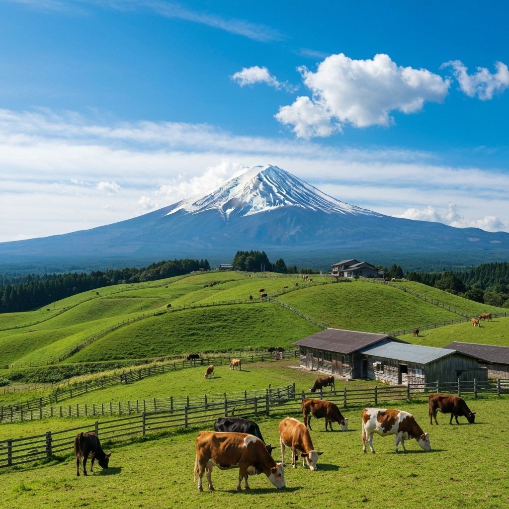 Japanese farm with Mt. Fuji